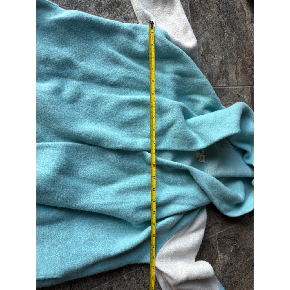Anthropologie Blue and Coral 100% Wool Colorblock Cardigan - Picture 8 of 9